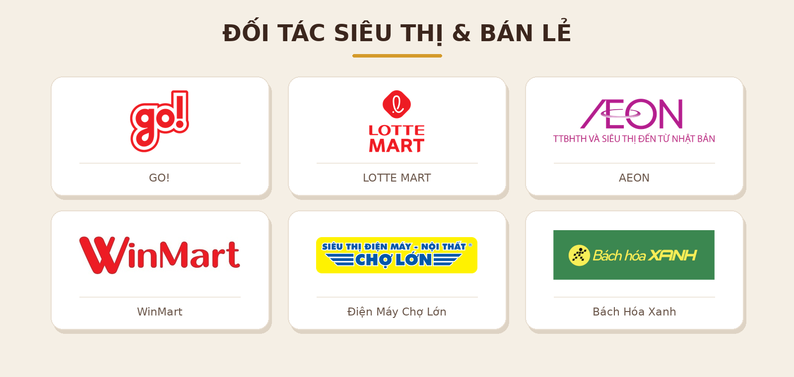 Các hệ thống siêu thị CTLINK phục vụ gồm GO!, LOTTE, AEON, WinMart, Điện Máy Chợ Lớn và Bách Hoá Xanh